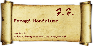 Faragó Honóriusz névjegykártya